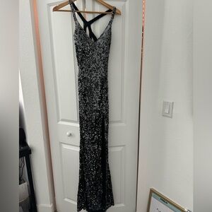 Charcoal sequin prom dress